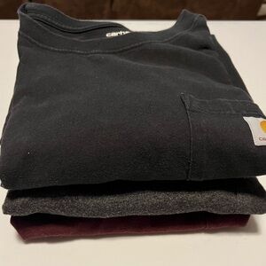 Men’s Carhartt 2XL Loose Fit , 3 Shirts ( Burgundy, Dark Gray and Black )